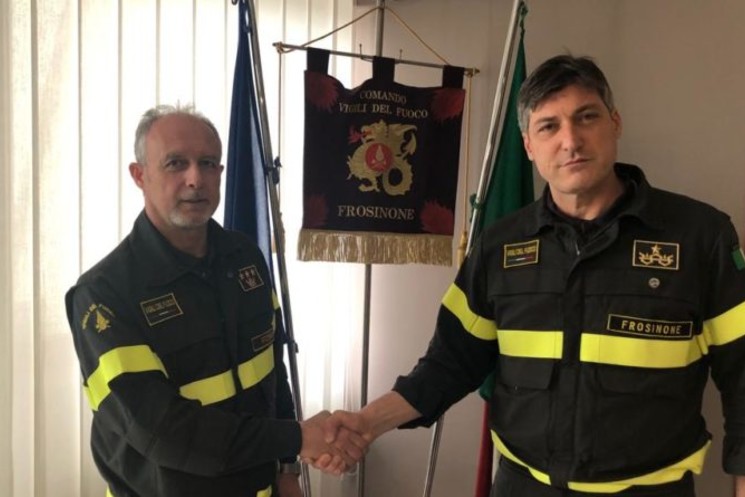 FROSINONE, VIGILI DEL FUOCO. GABRIELLI NUOVO COMANDANTE. Gli auguri di Quadrini.