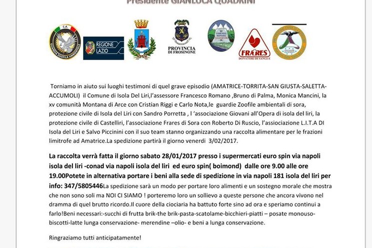 SPEDIZIONE SISMA. IL GRANDE CONTRIBUTO DI SALVO PICCININI E DEL SUO TEAM.